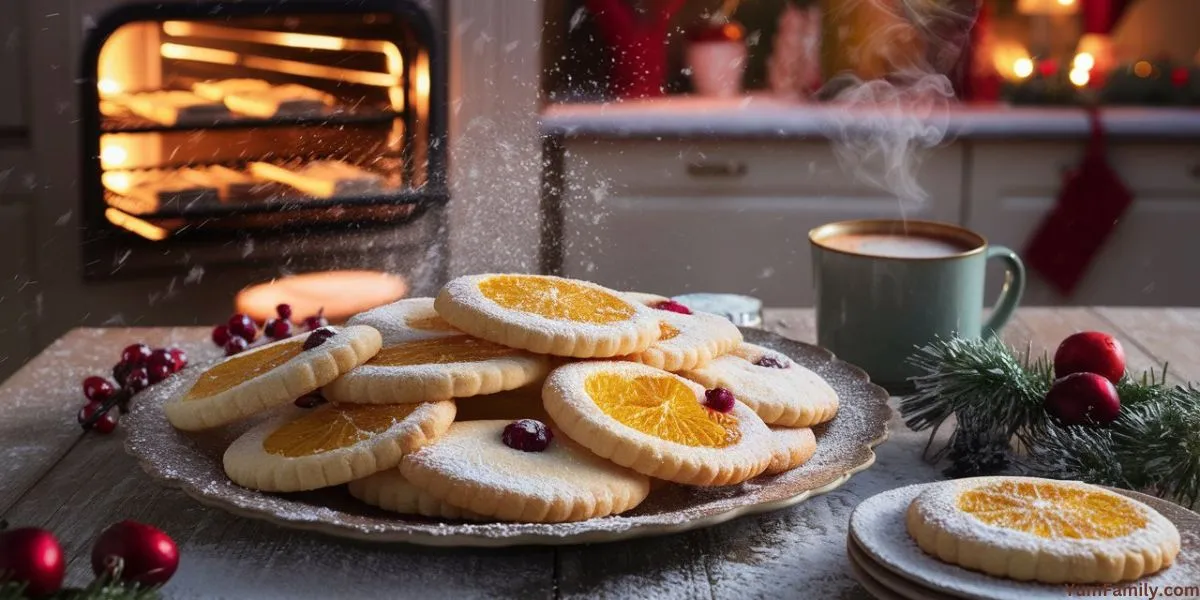 shortbread cookies with orange and cranberries