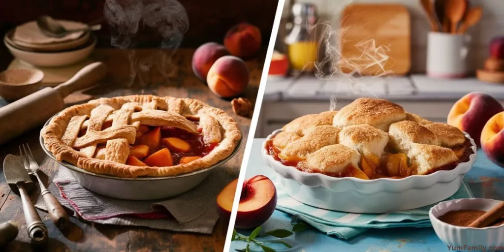 What is the difference between a peach pie and a peach cobbler?